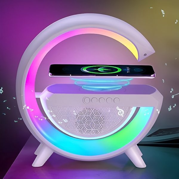 G Shaped Rgb Light Table Lamp With Wireless Charger Bluetooth Speaker & Wireless Charging