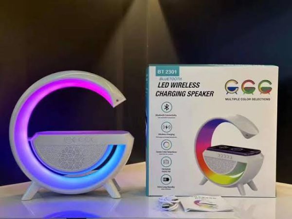 G Shaped Rgb Light Table Lamp With Wireless Charger Bluetooth Speaker & Wireless Charging