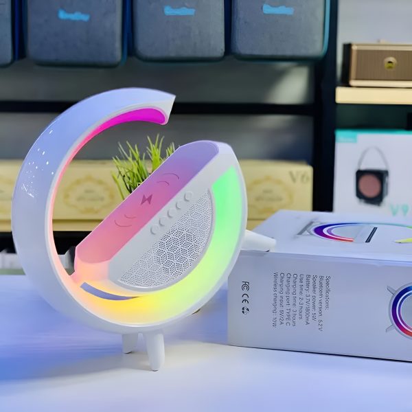 G Shaped Rgb Light Table Lamp With Wireless Charger Bluetooth Speaker & Wireless Charging