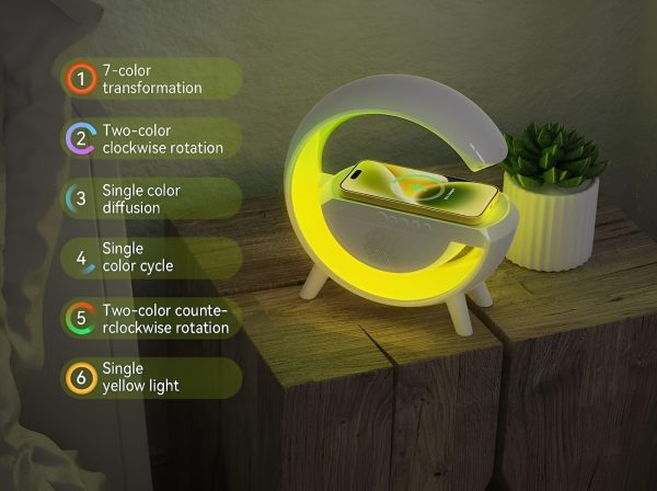 G Shaped Rgb Light Table Lamp With Wireless Charger Bluetooth Speaker & Wireless Charging