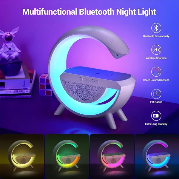 G Shaped Rgb Light Table Lamp With Wireless Charger Bluetooth Speaker & Wireless Charging