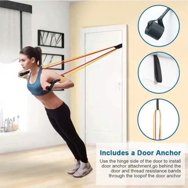 High Quality Portable Resistance Bands With Handles (11 Pcs Set)