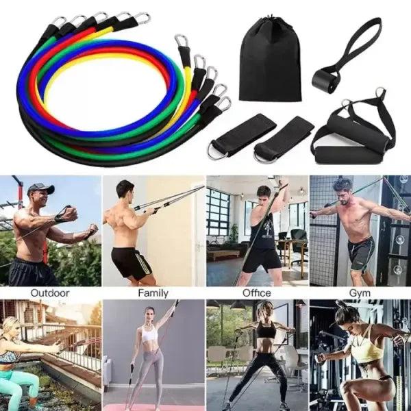 High Quality Portable Resistance Bands With Handles (11 Pcs Set)