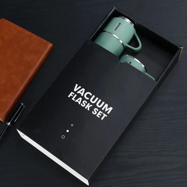 Stainless Steel Vacuum Flask Set (Vacuum Flask 500ml Bottle With 3 Cups)
