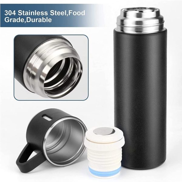 Stainless Steel Vacuum Flask Set (Vacuum Flask 500ml Bottle With 3 Cups)